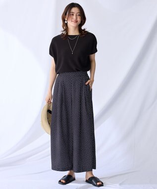 ANY L 【新色追加/吸水速乾/イージーケア/UVカット/接触冷感】さらさらDRYパンツ ブラック×オフドット