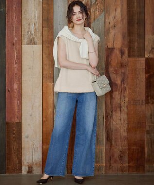 23区 【SLOW/一部店舗限定】ツッキリジャカード ノースリーブ ブラウス ベージュ系