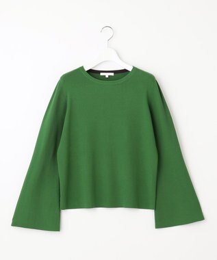 自由区 【セットアップ対応・洗える】レーヨンストレッチフレアスリーブ ニット アーバングリーン系