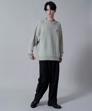 WEGO ベロアモールワンポイントプルオーバー ライトグレー