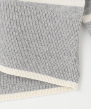 自由区 L 【WEB限定カラーあり・洗える】ウールカシミヤブレンドハイネック ニット [WEB限定]グレー×オフボーダー