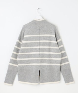 自由区 L 【WEB限定カラーあり・洗える】ウールカシミヤブレンドハイネック ニット [WEB限定]グレー×オフボーダー