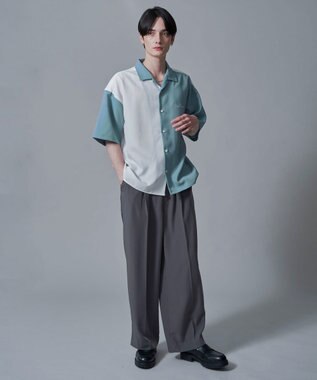 WEGO 【速乾/しわになりにくい/MLサイズ展開】ドライポリカラーブロックシャツ（SS） サックス