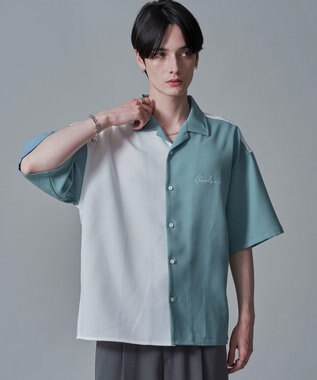 WEGO 【速乾/しわになりにくい/MLサイズ展開】ドライポリカラーブロックシャツ（SS） サックス