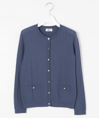 J.PRESS LADIES 【洗える】KNIT BASIC ミディ丈 カーディガン ダルブルー系