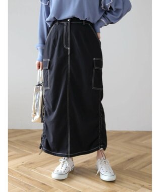 Green Parks ・ＳＵＧＡＲ　ＳＰＯＯＮ　配色ｓｔカーゴスカート Black