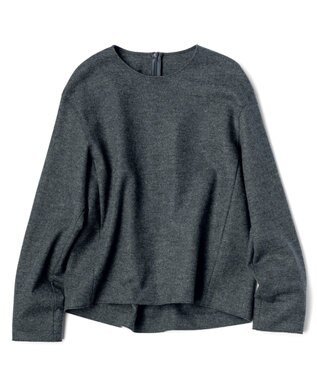 23区 【CLASSY.1月号掲載】ウール圧縮スムース クルーネック トップス チャコールグレー