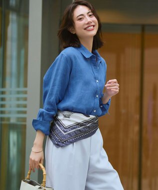 23区 LIBECOリネン ベーシック シャツ ブルー系