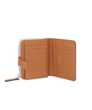 Atelier nuu 日本製 noble L字ファスナー二つ折りウォレット アイスグレー×キャメル