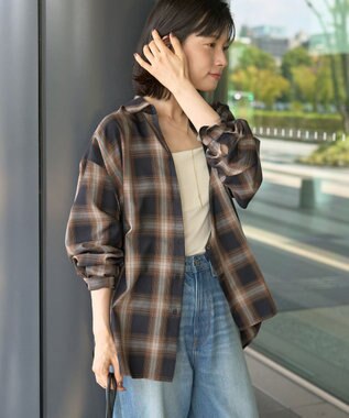 AMERICAN HOLIC イージーケアチェックシャツ【360°着こなしシャツ】 Black