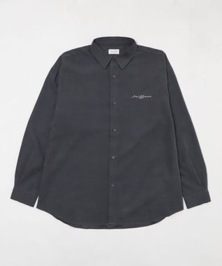 WEGO 【ユニセックス着用ITEM】フィブリルワンポイントBIGシャツ（長袖） ブラック中濃色