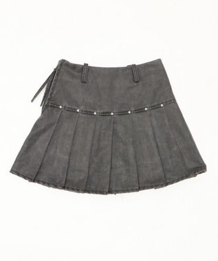 WEGO スタッズデザインプリーツスカパン ブラック