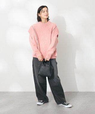CRAFT STANDARD BOUTIQUE 洗える/ハンドステッチデザインニットプルオーバー Pink