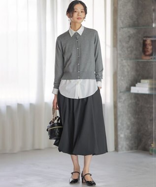 組曲 L ソフトクロスバルーン スカート ブラック系