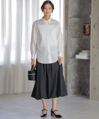 組曲 L ソフトクロスバルーン スカート ブラック系