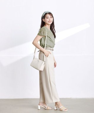 Tiaclasse L 【洗える】フレンチスリーブレースブラウス ミント