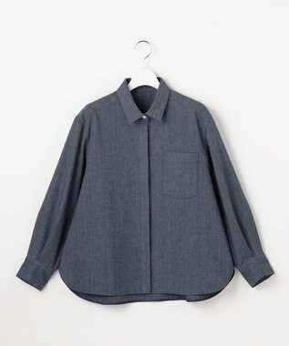 自由区 L 【セットアップ対応】ソフトリネンダンガリー シャツ ネイビー