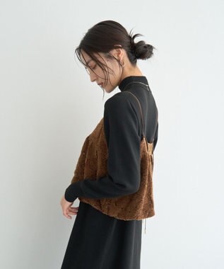 YECCA VECCA 【2点SET】バルーンキャミ付きニットワンピース Camel
