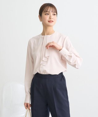 earth music&ecology 2WAYボウタイブラウス ピンクベージュ