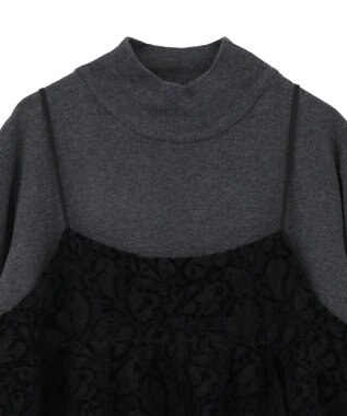 YECCA VECCA 【2点SET】バルーンキャミ付きニットワンピース Gray