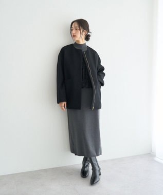 YECCA VECCA 【2点SET】バルーンキャミ付きニットワンピース Gray