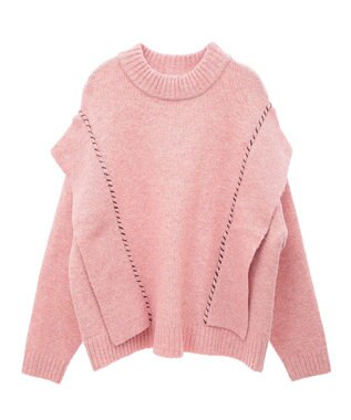 CRAFT STANDARD BOUTIQUE 洗える/ハンドステッチデザインニットプルオーバー Pink