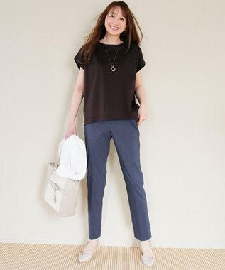 ANY SIS L エアリーストレッチ テーパードパンツ シャンブレーブルー