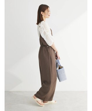 Green Parks 冷やっとすずやかウエストドロストサロペット Brown