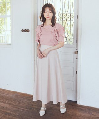 earth music&ecology シアーバックレースアップフレアスカート Light Beige