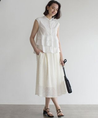 組曲 【WEB限定】プレーティング天竺ティアード カットソー アイボリー系