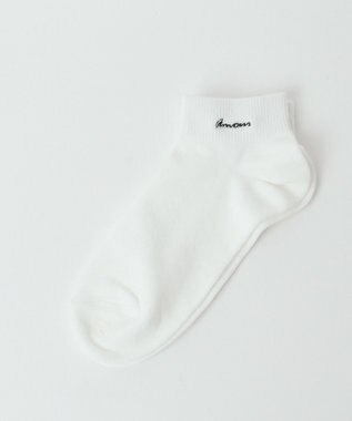 WEGO ニュアンスロゴ刺繍ショートソックス ホワイト