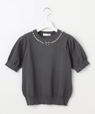 ビジューネックレスニット