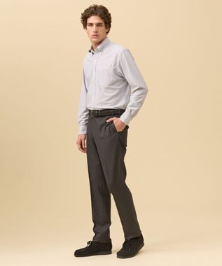 J.PRESS MEN 【洗える / 高通気性 / ストレッチ性 / 防シワ】バーズアイスラックス / ノータック グレー系