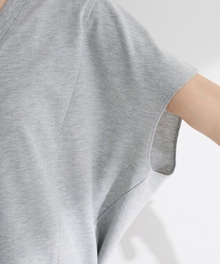Green Parks 深Ｖネックミニ裏毛フレンチスリーブプルオーバー Gray