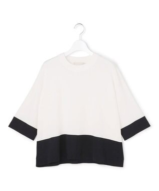 ICB 【先行予約】VIS/NYハイゲージ バイカラーニットT オフホワイト×ブラック配色