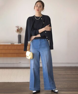 組曲 ワイドストレートデニム パンツ ユーズドブルー系