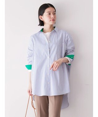 AMERICAN HOLIC イージーケアバックオープンシャツチュニック Blue