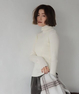 WEGO 【2025年秋冬新作】リブタートルニット ホワイト