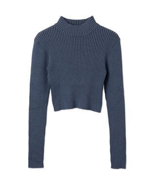 WEGO リブハイネックショートニット ブルー