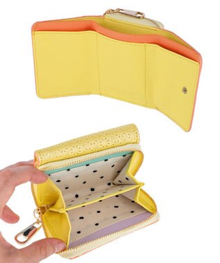 tsumori chisato CARRY キラネコフラワー 3つ折り財布 ミニ財布 イエロー