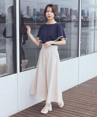 earth music&ecology シアーバックレースアップフレアスカート Light Beige