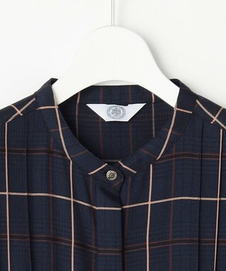 J.PRESS LADIES サイロチェック ストライプ ワンピース ネイビーチェック系