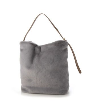 UNBILLION cachecache 花刺繍エコファーワンハンドルバッグ グレー