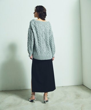 GRACE CONTINENTAL スパングルケーブルニット グレー