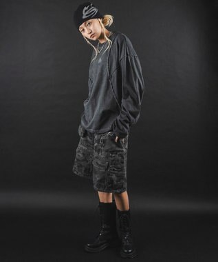 WEGO 【ユニセックス着用ITEM】MA55IVE　コールドダイスウィッチングロゴT（LS） スミクロ