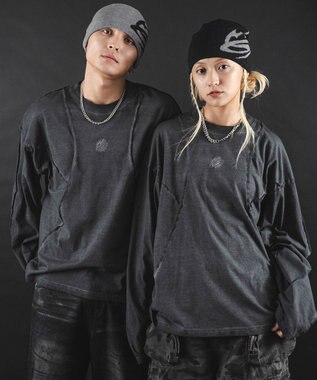 WEGO 【ユニセックス着用ITEM】MA55IVE　コールドダイスウィッチングロゴT（LS） スミクロ