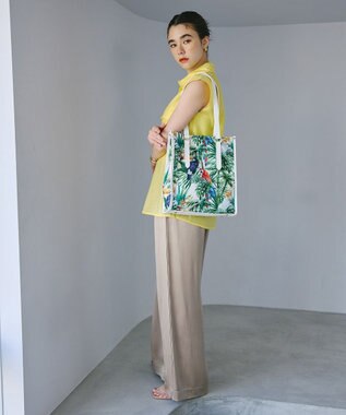 TOPKAPI 【TREASURE TOPKAPI】メッシュ ダブルプリント A4 トートバッグ グリーン