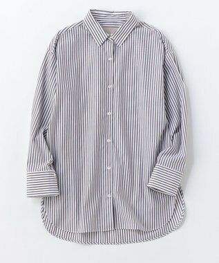 UNFILO 【抗菌防臭】イージーケア オーバー シャツ ブラウンストライプ