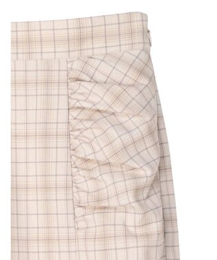 earth music&ecology ギャザーナロースカート Check Beige