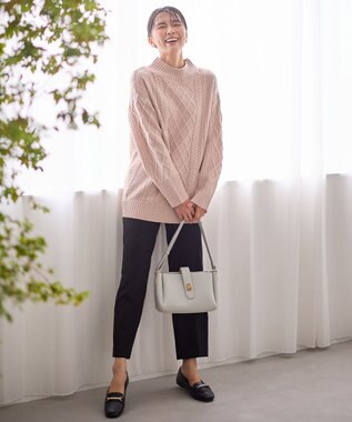 ANY L 【ウエストゴム】裏起毛ハイストレッチパンツ ブラック